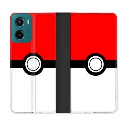 Housse cuir portefeuille Pour Motorola G05 / E15 Pokemon Pokeball