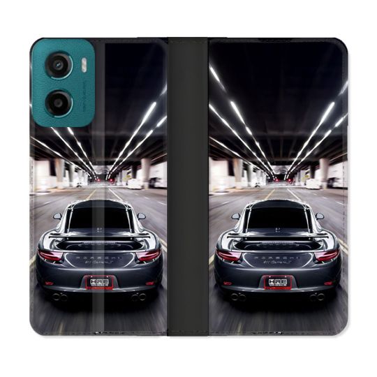 Housse cuir portefeuille Pour Motorola G05 / E15 Porsche 911