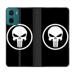 Housse cuir portefeuille Pour Motorola G05 / E15 Punisher