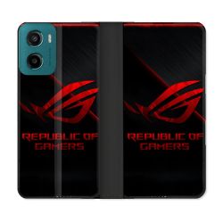 Housse cuir portefeuille Pour Motorola G05 / E15 ROG Rouge