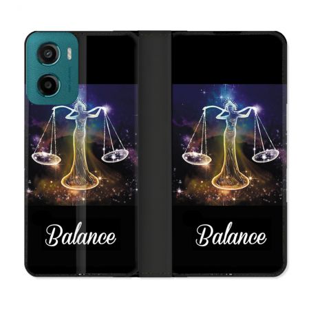 Housse cuir portefeuille Pour Motorola G05 / E15 Signe Zodiaque 2 Balance