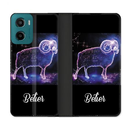 Housse cuir portefeuille Pour Motorola G05 / E15 Signe Zodiaque 2 Bélier
