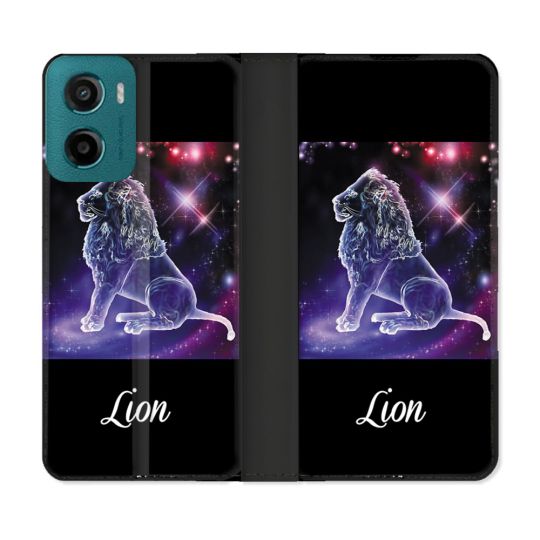Housse cuir portefeuille Pour Motorola G05 / E15 Signe Zodiaque 2 Lion