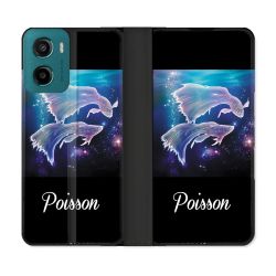 Housse cuir portefeuille Pour Motorola G05 / E15 Signe Zodiaque 2 Poisson