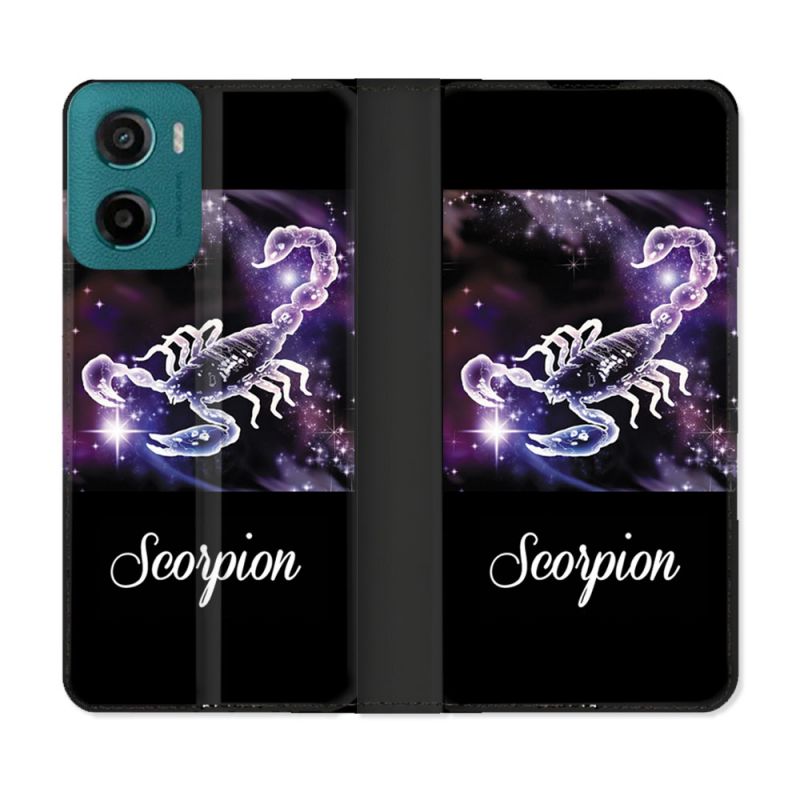Housse cuir portefeuille Pour Motorola G05 / E15 Signe Zodiaque 2 Scorpion
