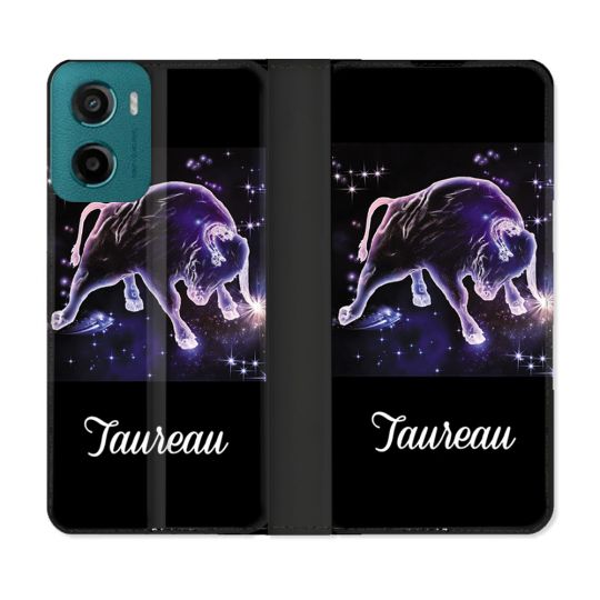 Housse cuir portefeuille Pour Motorola G05 / E15 Signe Zodiaque 2 Taureau