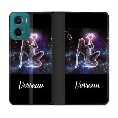 Housse cuir portefeuille Pour Motorola G05 / E15 Signe Zodiaque 2 Verseau