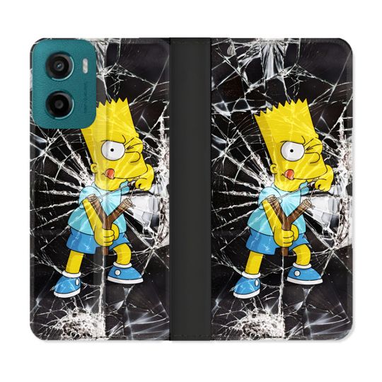 Housse cuir portefeuille Pour Motorola G05 / E15 Simpson Bart