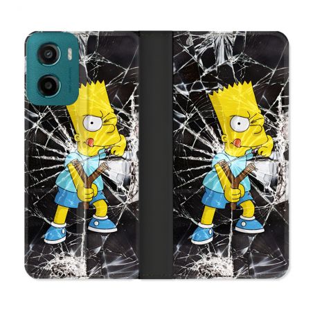 Housse cuir portefeuille Pour Motorola G05 / E15 Simpson Bart