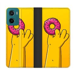 Housse cuir portefeuille Pour Motorola G05 / E15 Simpson Donuts