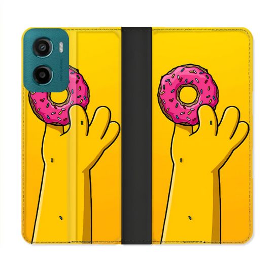 Housse cuir portefeuille Pour Motorola G05 / E15 Simpson Donuts