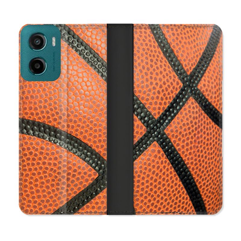Housse cuir portefeuille Pour Motorola G05 / E15 Sport Ballon Basket