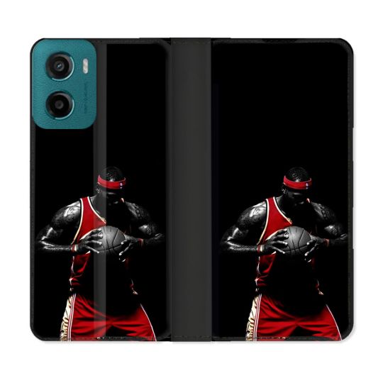 Housse cuir portefeuille Pour Motorola G05 / E15 Sport Basketeur