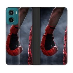 Housse cuir portefeuille Pour Motorola G05 / E15 Sport Boxe Gant Rouge