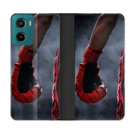 Housse cuir portefeuille Pour Motorola G05 / E15 Sport Boxe Gant Rouge