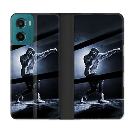 Housse cuir portefeuille Pour Motorola G05 / E15 Sport Boxe Poing
