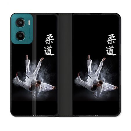 Housse cuir portefeuille Pour Motorola G05 / E15 Sport Judo Noir