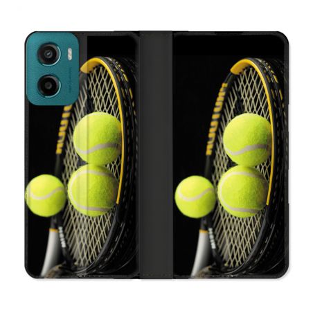 Housse cuir portefeuille Pour Motorola G05 / E15 Sport Tennis Balls