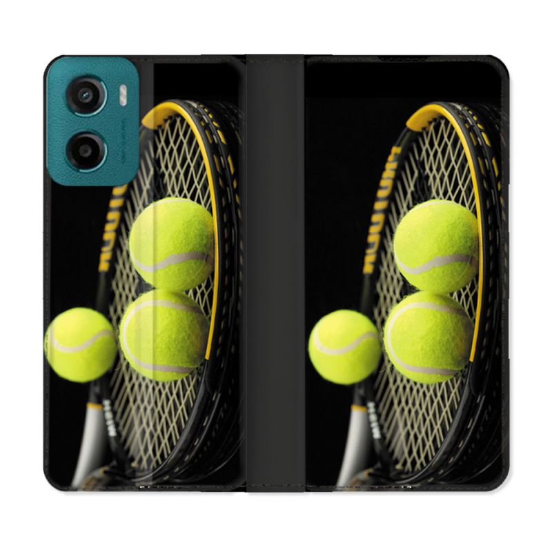 Housse cuir portefeuille Pour Motorola G05 / E15 Sport Tennis Balls