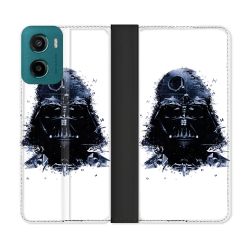 Housse cuir portefeuille Pour Motorola G05 / E15 Star Wars - Dark Vador Blanc