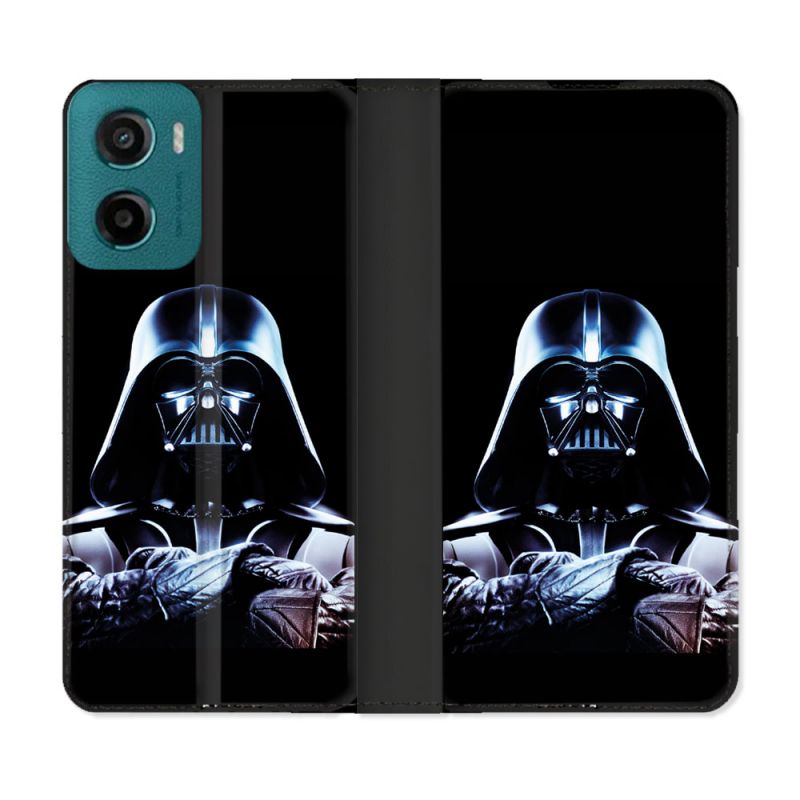 Housse cuir portefeuille Pour Motorola G05 / E15 Star Wars - Dark Vador Noir