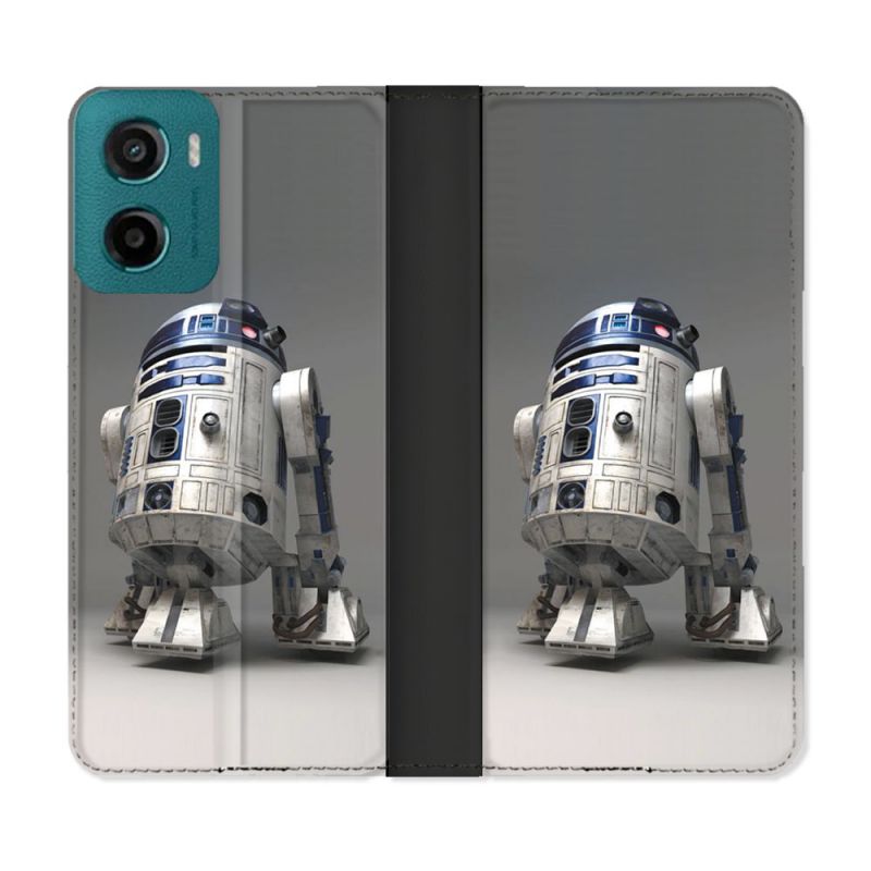Housse cuir portefeuille Pour Motorola G05 / E15 Star Wars - R2D2