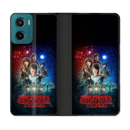 Housse cuir portefeuille Pour Motorola G05 / E15 Stranger Things Affiche 1