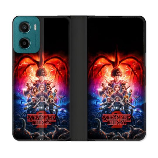 Housse cuir portefeuille Pour Motorola G05 / E15 Stranger Things Affiche 2