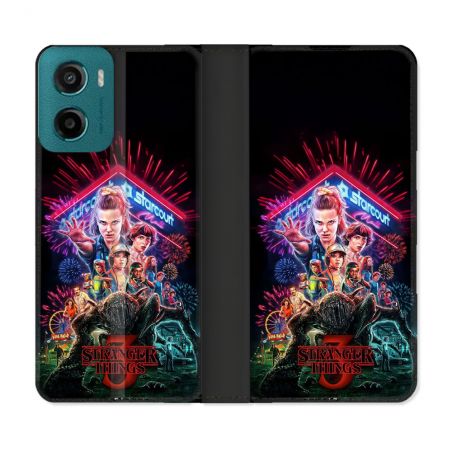 Housse cuir portefeuille Pour Motorola G05 / E15 Stranger Things Affiche 3
