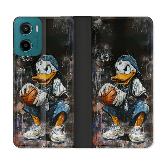 Housse cuir portefeuille Pour Motorola G05 / E15 Street Art Donald Duck
