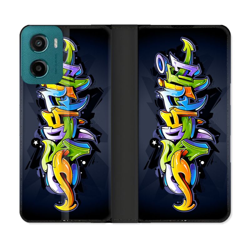 Housse cuir portefeuille Pour Motorola G05 / E15 Street Art Graffiti