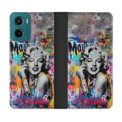 Housse cuir portefeuille Pour Motorola G05 / E15 Street Art Maryline Monroe