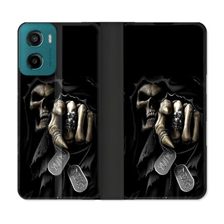 Housse cuir portefeuille Pour Motorola G05 / E15 Tete de Mort Your Next