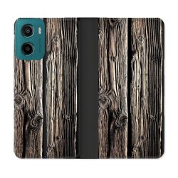 Housse cuir portefeuille Pour Motorola G05 / E15 Texture Bois