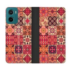 Housse cuir portefeuille Pour Motorola G05 / E15 Texture Carreau Ciment Rouge