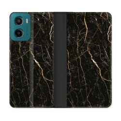Housse cuir portefeuille Pour Motorola G05 / E15 Texture Marbre Noir