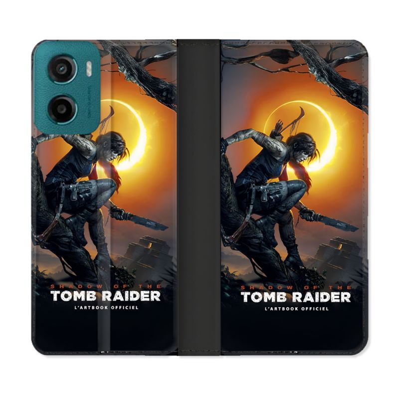 Housse cuir portefeuille Pour Motorola G05 / E15 Tomb Raider