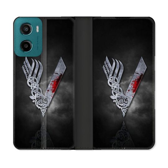 Housse cuir portefeuille Pour Motorola G05 / E15 Viking