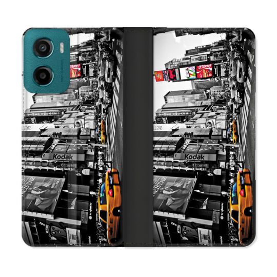 Housse cuir portefeuille Pour Motorola G05 / E15 Voyage Amerique USA New York Taxi