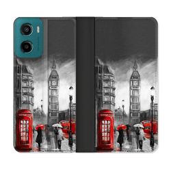 Housse cuir portefeuille Pour Motorola G05 / E15 Voyage Angleterre Londres Vintage