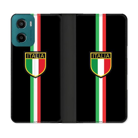 Housse cuir portefeuille Pour Motorola G05 / E15 Voyage Italie 3 Noir