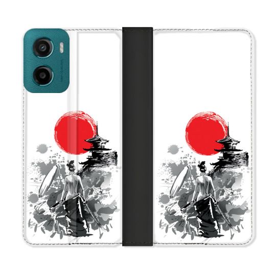Housse cuir portefeuille Pour Motorola G05 / E15 Voyage Japon Femme