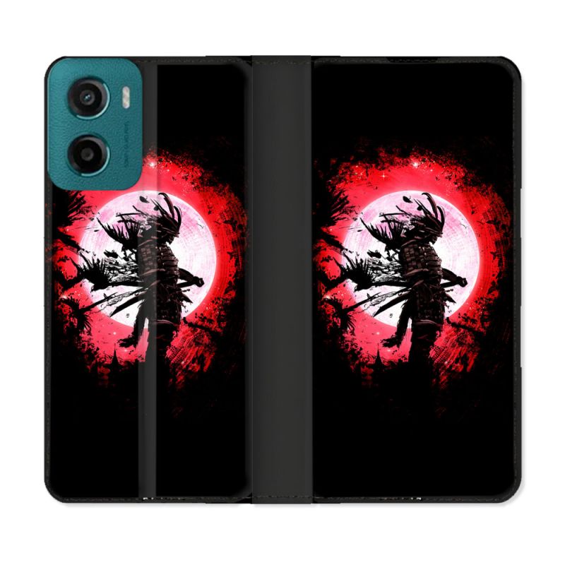 Housse cuir portefeuille Pour Motorola G05 / E15 Voyage Japon Samourai