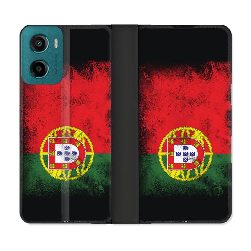 Housse cuir portefeuille Pour Motorola G05 / E15 Voyage Portugal Drapeau