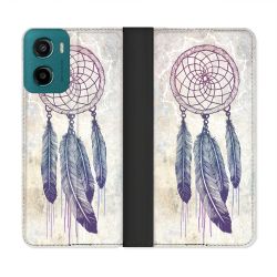 Housse cuir portefeuille Pour Motorola G05 / E15 Zen Attrape Reve Blanc