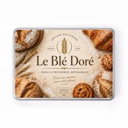 12 Boites Métal Rectangles Argentées Personnalisées 195x153x76mm 1400ml
