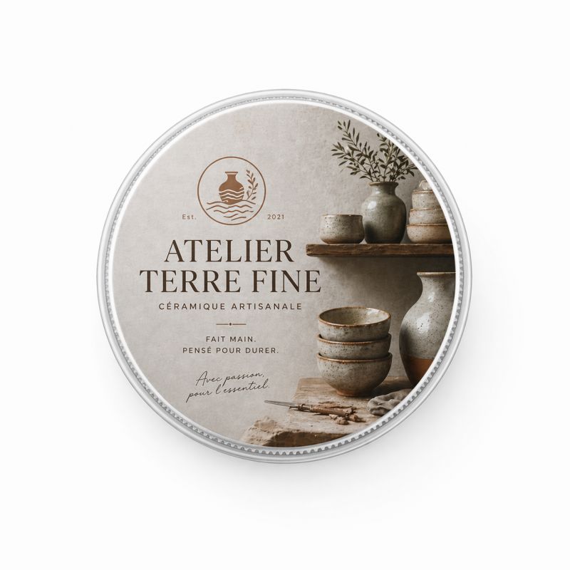 50 Boites Métal Rondes Argentées Personnalisées108x45mm 350ml