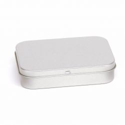 32 Boites Métal Rectangles Argentées Personnalisées 110x80x24mm 150ml
