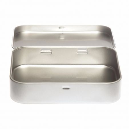32 Boites Métal Rectangles Argentées Personnalisées 110x80x24mm 150ml