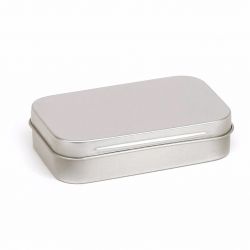 72 Boites Métal Rectangles Argentées Personnalisées 96x59x21mm 50ml